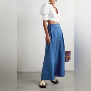 FARM Rio Pleated linen wide-leg pants